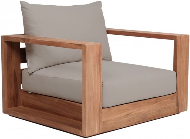 Meridian Furniture Tulum Gray Fabric/Teak Outdoor Accent Chair-0
