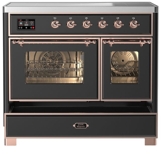 Ilve® Majestic III 40" Graphite Matte Pro Style Induction Range with Triple Glass Door and Copper Trim-2
