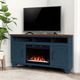 Legends Home Real Cozy Liberty Blue Denim/Whiskey 64" Corner Fireplace Console-1
