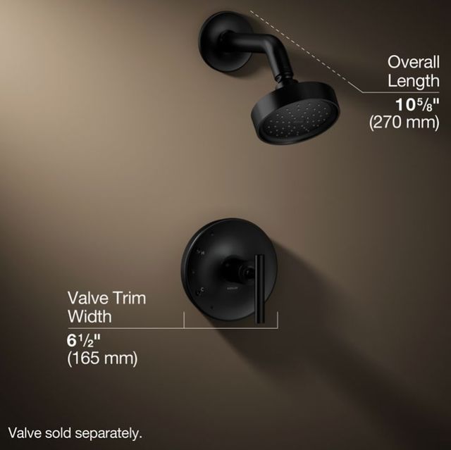 KOHLER® Purist® Rite-Temp® Matte Black 1.75 GPM Shower Trim Kit with Lever Handle-2