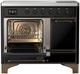 Ilve® Majestic III 40" Glossy Black Pro Style Induction Range with Solid Door and Burnished Trim-3