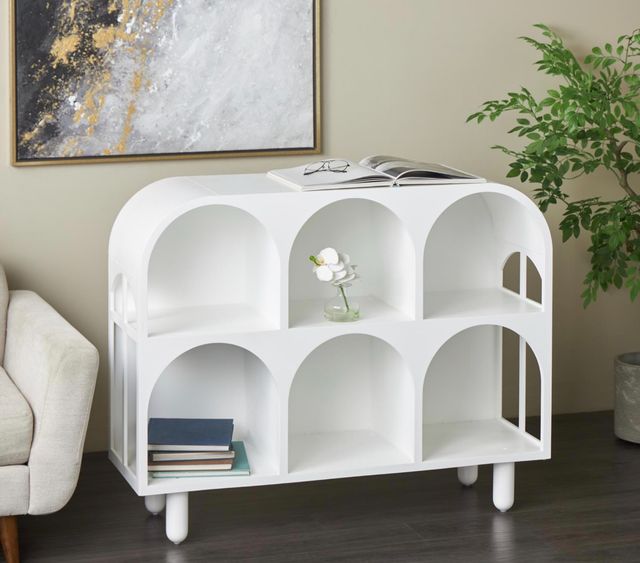 Deco Marche White 2-Drawer Console Table with Silver Knobs-4