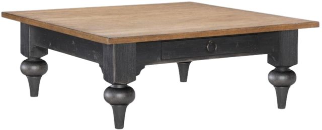 Legacy Classic Vintage Market Barnwood Oak Cocktail Table with Kettle Black Base-0
