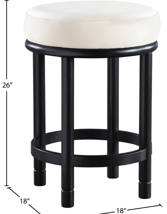 Meridian Furniture Monette Cream/Black Upholstered Counter Stool-4