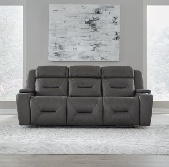Liberty Furniture Chapman Aline Coal Leather Power Reclining Sofa-2