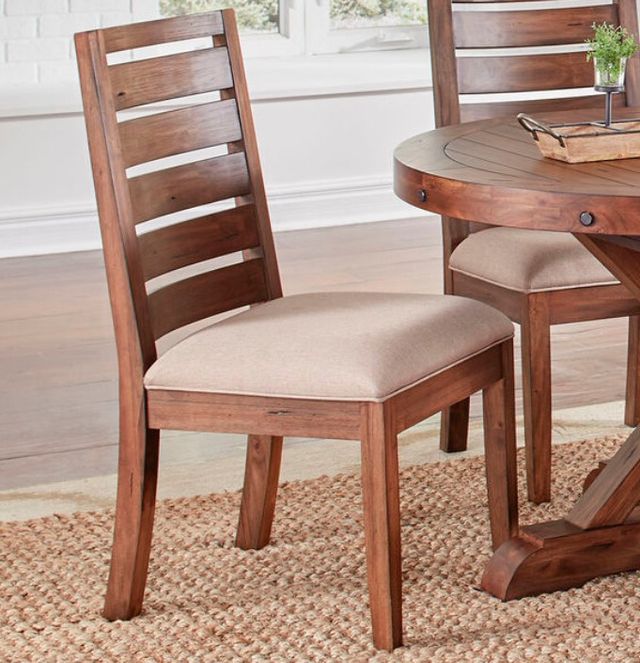 A-America® Anacortes Salvaged Mahogany Upholstered Ladderback Side Chair-2