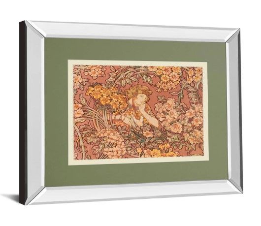 Classy Art Redhead Among Flowers by Alphonse Mucha Wall Art-1
