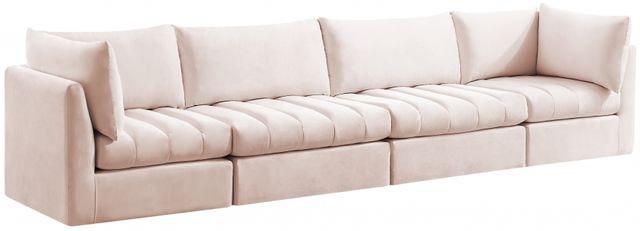 Meridian Furniture Jacob Pink 140" Modular Velvet Sofa-0