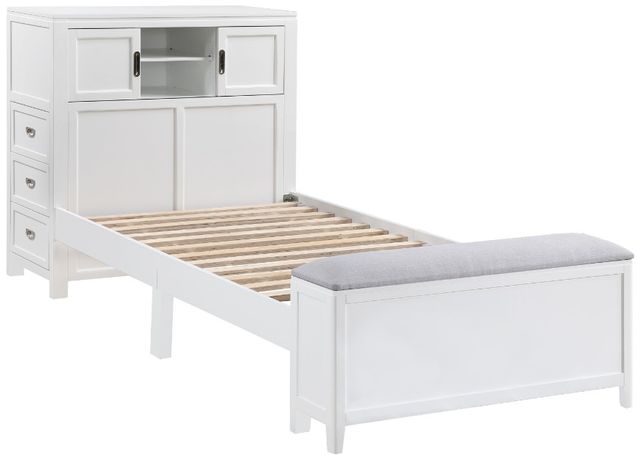 Homelegance® Sloane White Twin Youth Bookcase Platform Bed with Hidden Desk, Stool and Storage Bench-2