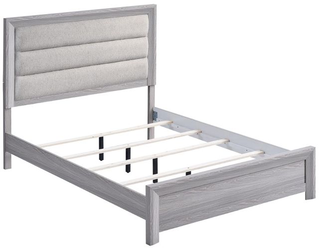 Crown Mark Adelaide Beige/Driftwood Queen Upholstered Panel Bed-3