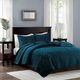 Olliix by Madison Park Harper Teal King/California King Faux Velvet Reversible 3 Piece Coverlet Set-4