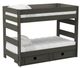 Elements International Cali Kids Grey Twin Over Twin Bunk Bed with Trundle-0