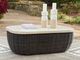 Signature Design by Ashley® Kimora Beige Resin Wicker Outdoor Cocktail Table with Dark Brown Base-5