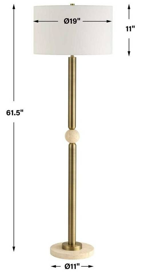 Uttermost® Hudson Gold/Travertine Floor Lamp-2