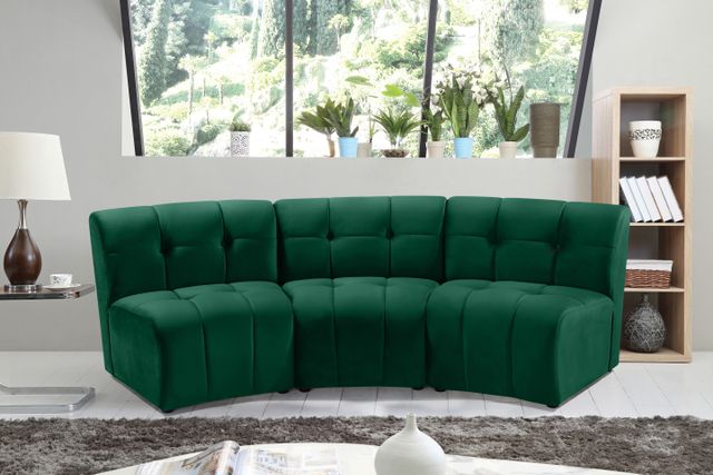 Meridian Furniture Limitless 3-Piece Green Velvet Modular Sectional-1
