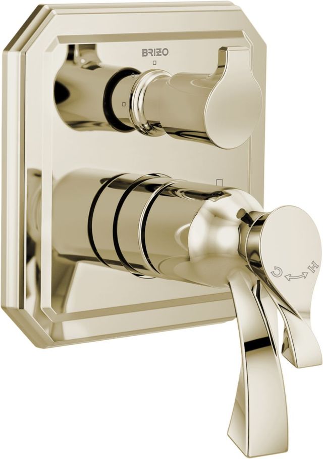 Brizo Virage® Brilliance® Polished Nickel Tempassure® Thermostatic Valve with Integrated 3-Function Diverter Trim-0