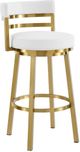 Armen Living Madrid Gold/White Swivel Counter Stool-0