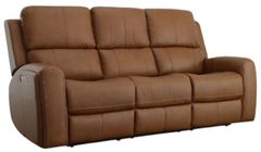 Flexsteel® Linden Caramel Power Reclining Sofa with Power Headrests and Lumbar