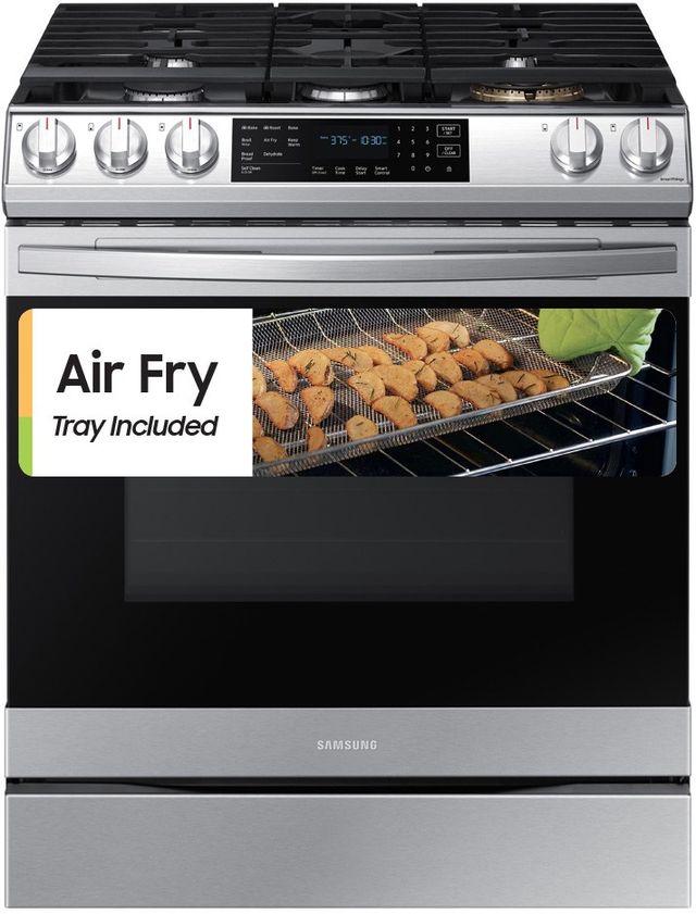 Samsung 30" Fingerprint Resistant Stainless Steel Front Control Slide-In Gas Range-0