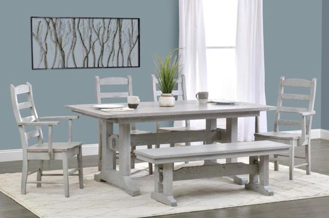 Urban Collections by Yutzy Woodworking Mission Retreat White Oak Trestle Dining Bench-1