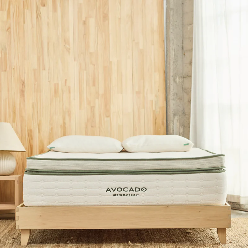 Avocado Green 15.5" Wrapped Coil Plush Box Top Queen Mattress - Thumbnail 4