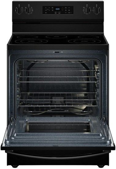 Whirlpool® 30" Black Freestanding Electric Range with No Preheat Mode and Steam Clean-1