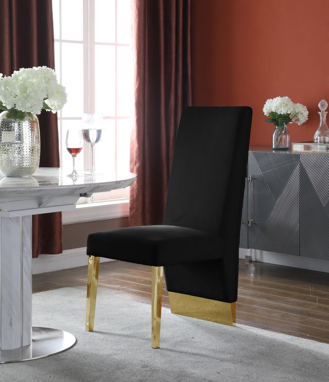 Meridian Furniture Porsha Black/Gold Velvet Dining Chair-3