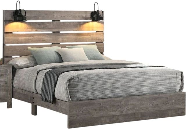 American Wholesale Furniture Cameron Gray Queen Panel Bed with Lights-0