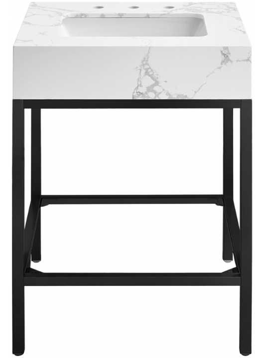 Meridian Furniture Marmo White/Matte Black 24" Bathroom Vanity-1