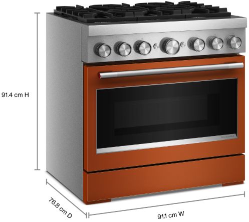KitchenAid® 36" Scorched Orange 6 Burner Pro Style Dual Fuel Range with No Preheat Air Fry Mode-2