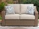 Signature Design by Ashley® Revare Beach Beige Fabric/Resin Wicker Outdoor Loveseat-1