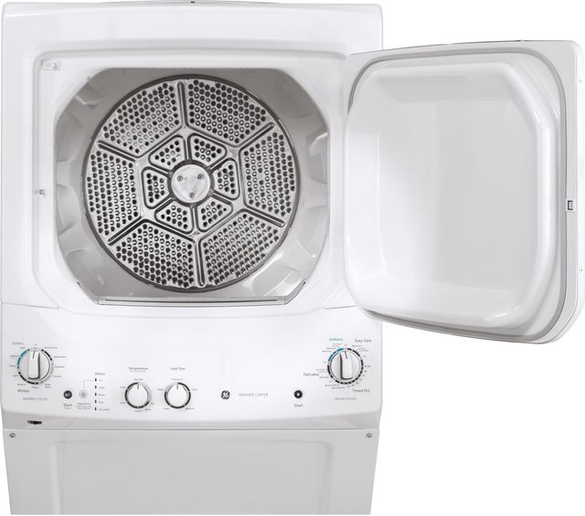 GE® Unitized Spacemaker® White On White Gas Laundry Center, 3.8 Cu. Ft. Washer, 5.9 Cu. Ft. Dryer-2