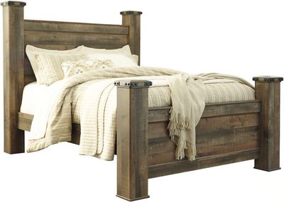 view of the Signature Design by Ashley® Trinell Brown Queen Poster Bed