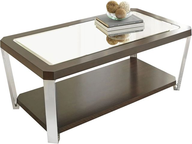 Steve Silver Co. Truman Glass Top Cocktail Table with Espresso Base-0