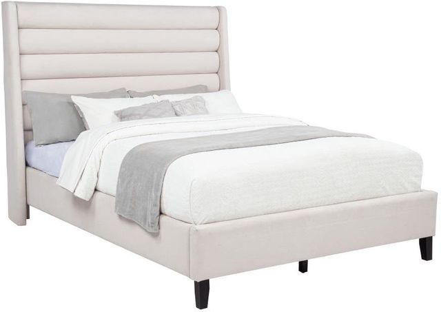 Coaster® Leslie Beige California King Upholstered Platform Panel Bed-0