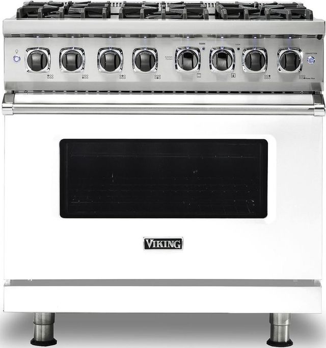 Viking® Professional 5 Series 36" White Pro Style Dual Fuel Natural Gas Range-0