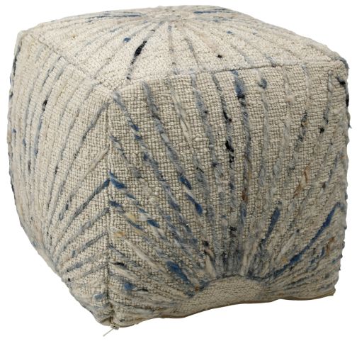Dovetail Furniture Kathleen Blue/Ivory Pouf-0