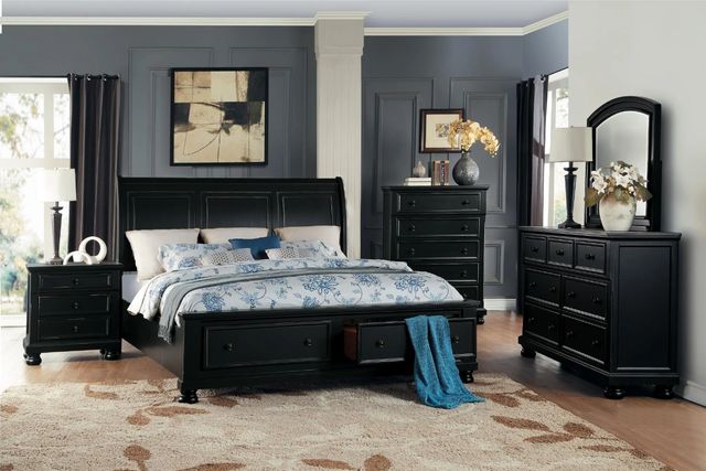 Homelegance® Laurelin Black California King Storage Sleigh Platform Bed-1