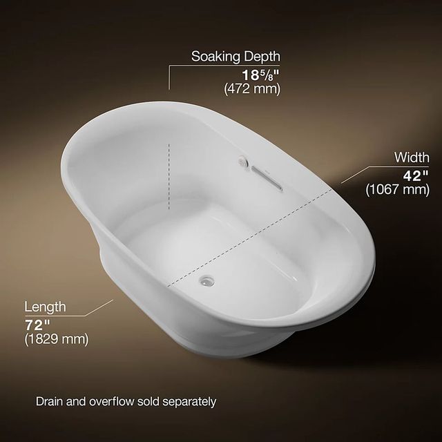KOHLER® Underscore® Ice Grey 71.5" x 41.5" Drop-in Heated BubbleMassage™ Air Bath with Bask® Heated Surface-3