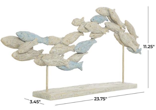 Deco Marche Light Blue Polystone Fish Sculpture-3