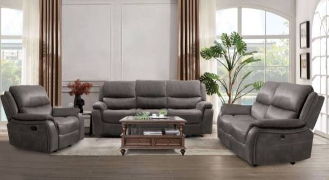Furniture of America® Henricus 2-Piece Dark Grey Reclining Sofa Set-1
