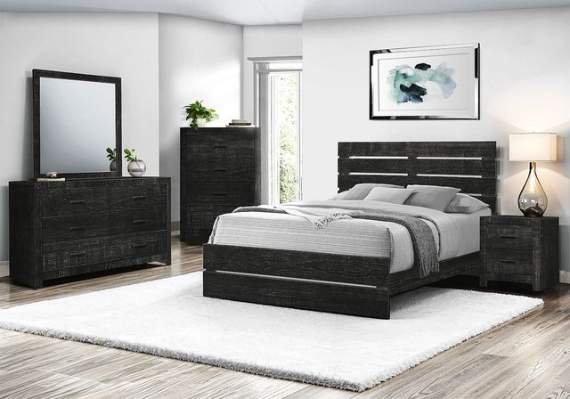 Monarch Specialties Inc. Graphite Grey Queen Panel Bed-2