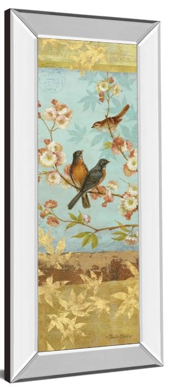 Classy Art Robins and Blooms Panel by Pamela Gladding Mirror Framed Wall Art-1