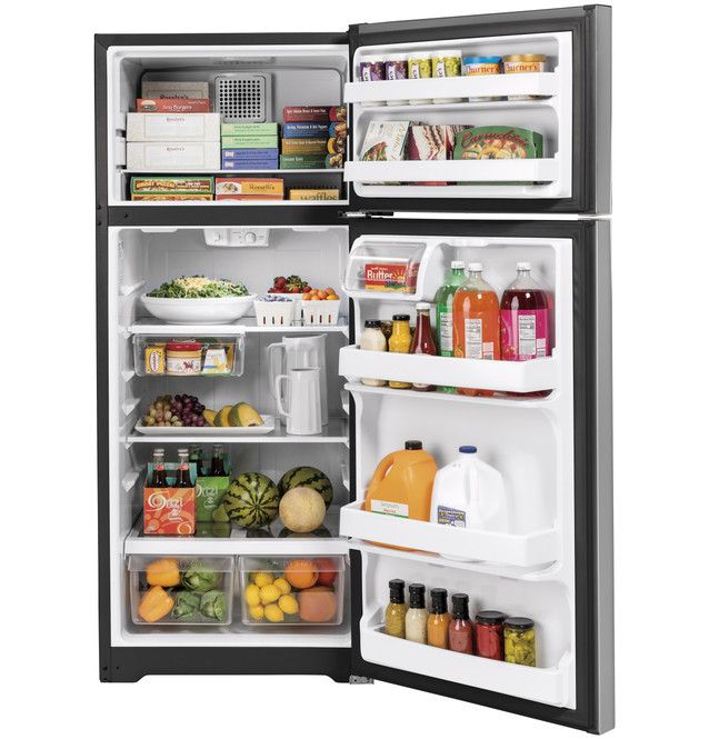 GE® 28" 17.5 Cu. Ft. Fingerprint Resistant Stainless Steel Freestanding Top-Freezer Refrigerator-2