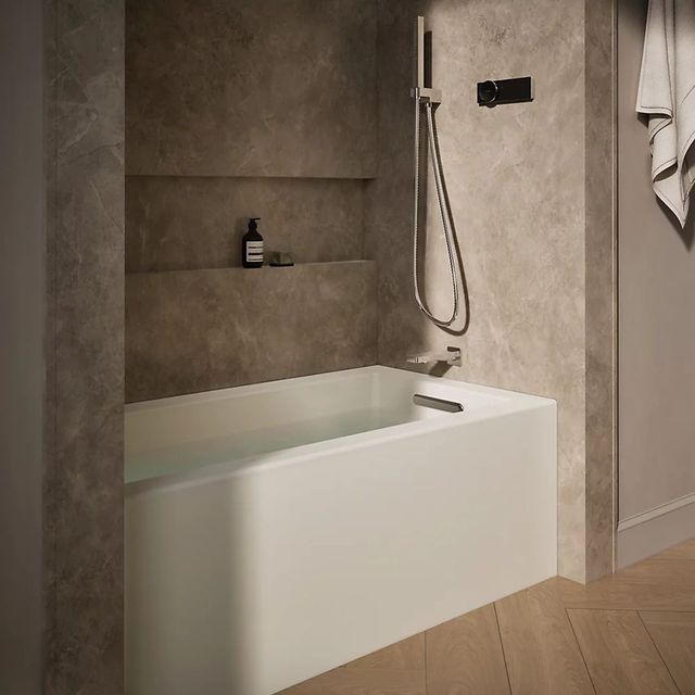 KOHLER® Underscore® Biscuit 60" x 32" Alcove Bath - Right Drain-2