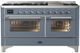 Ilve® Majestic III 60" Blue Gray Pro Style Dual Fuel Natural Gas Range with Triple Glass Door and Chrome Trim-0