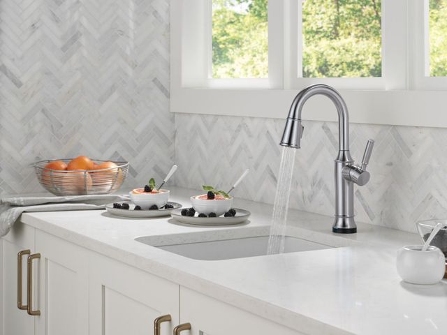 Delta Renaldi® Lumicoat® Arctic Stainless Touch2O® Technology  Bar/Prep Faucet with Touchless Technology-3