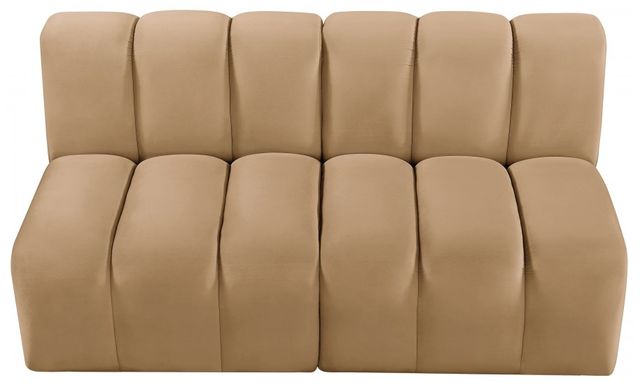 Meridian Furniture Arc 2-Piece Camel Velvet Sectional-1