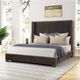 Bernards Milo Brown Pleated Upholstered King Panel Bed-4