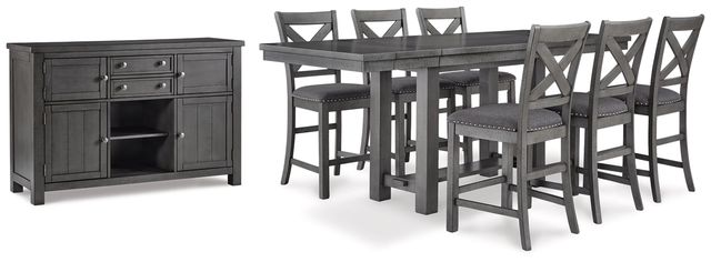 Signature Design by Ashley® Myshanna 8-Piece Gray Counter Height Dining Room Set-0